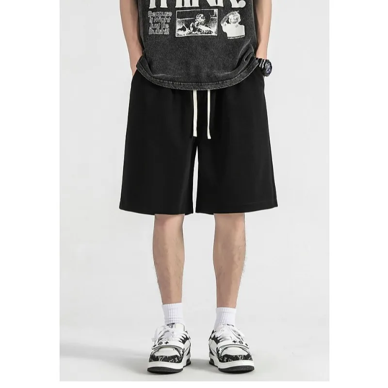 

Простые однотонные спортивные шорты на шнурке для мужчин и женщин, модные свободные широкие спортивные штаны в уличном стиле