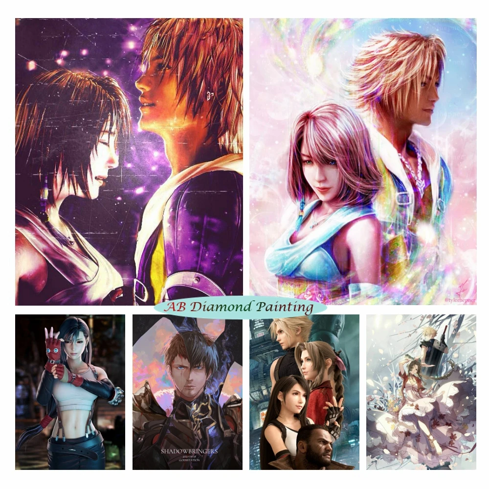 5D AB Full Diamond Embroidery Final Fantasy Game Portrait Tidus Yuna Tifa Mosaic Rhinestone Wall Art Cross Stitch Painting Decor