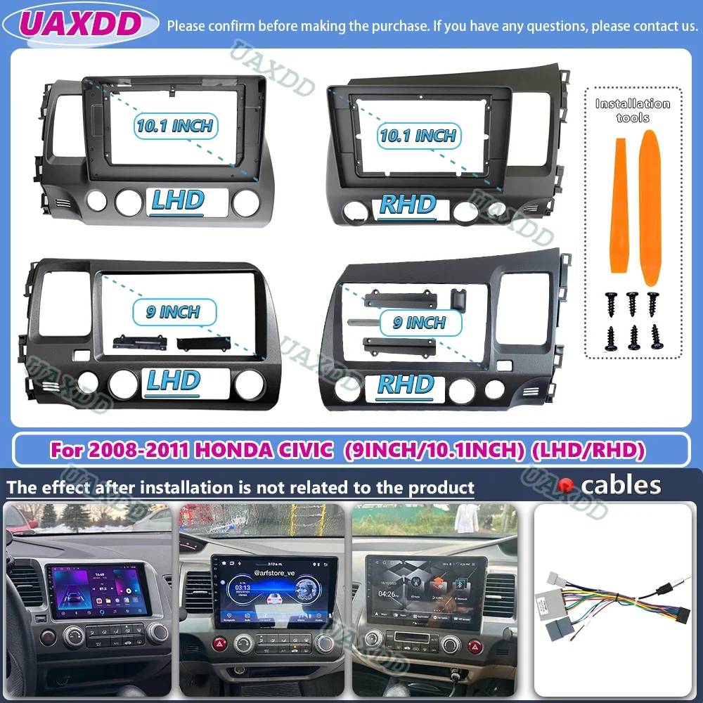 For 2008-2011 Honda Civic 9inch 10.1inch Radio Android Stereo Frame Panel Dashboard Audio Player Screen Cable Navigation Harness