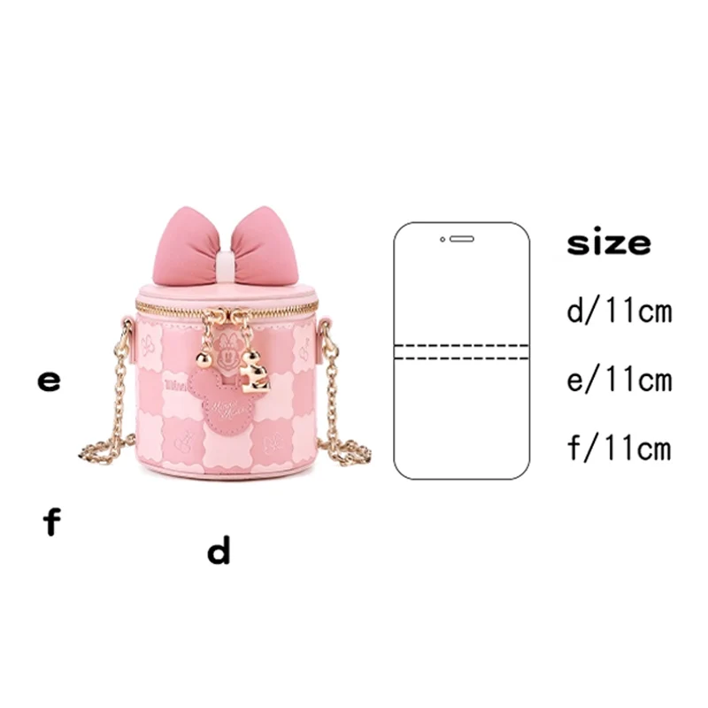 Disney Girl Birthday Gift Pink Minnie Shoulder Bag Bucket Bag PU Leather Storage Bags Christmas Gift