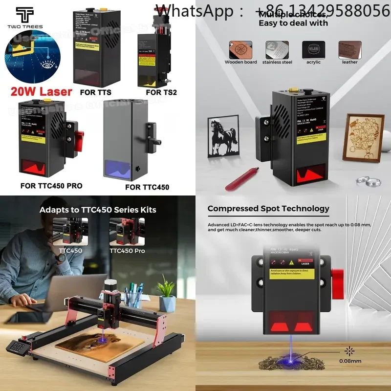 20W Module 450nm Continuous Fast High Precision CNC Cutting Engraver Printer Cutter for TTS/TS2/TTC450/TTC450 Pro