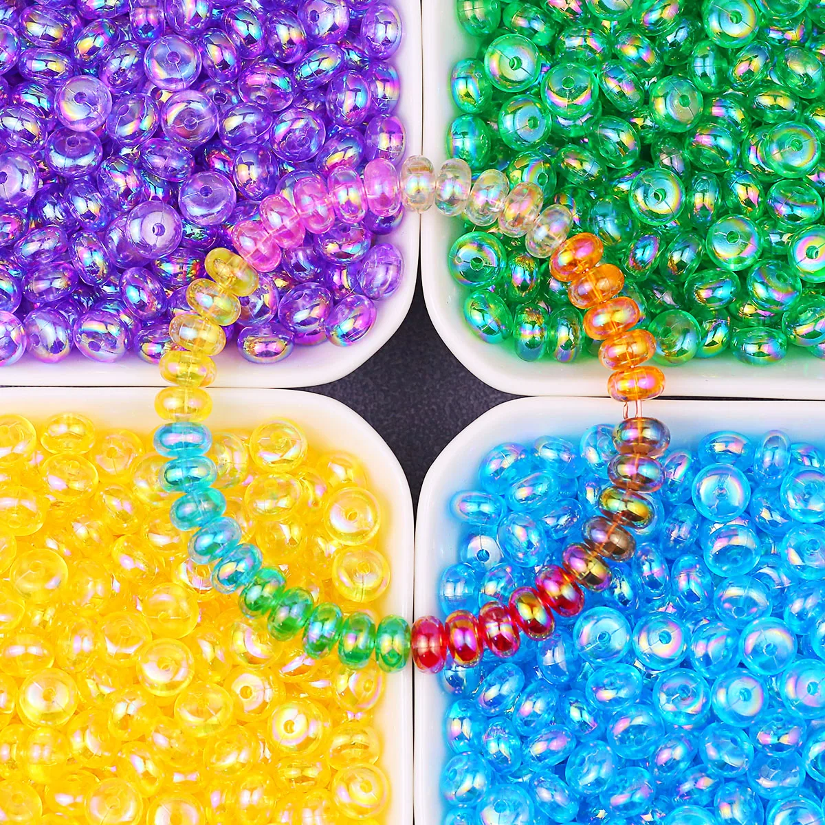 5x8mm Multicolor Acrylic Abacus Spacer Beads Loose Beads for DIY Handmade Women Jewelry Earrings Bracelet 100/200/300Pcs