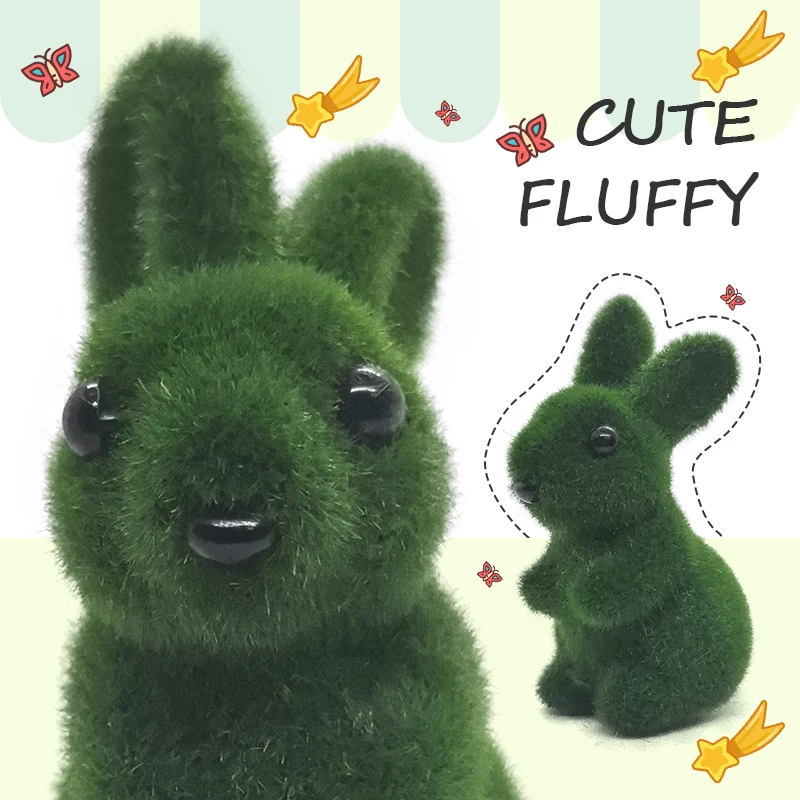 Small Decorative Rabbit Artificial Green Moss Rabbit Home Decoration Statue Spring Desktop Decoration Outdoor Easter Decoration