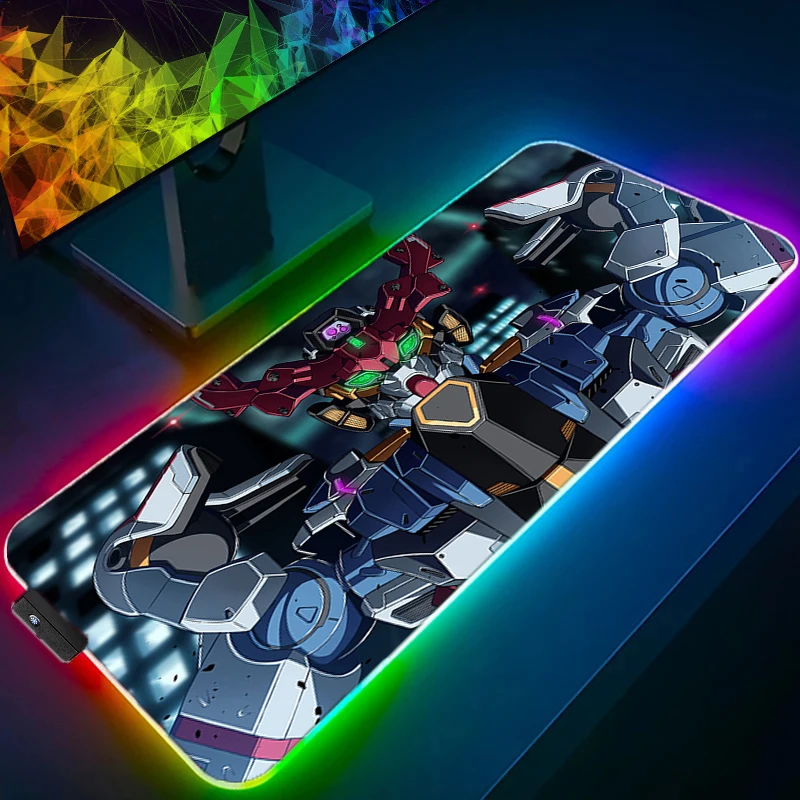 

RGB LED Design Gaming Mouse Pad Anti-Slip Base Extended M-mechanical W-warrior G-gundam Desk Mat For Gamer Office Mousepad