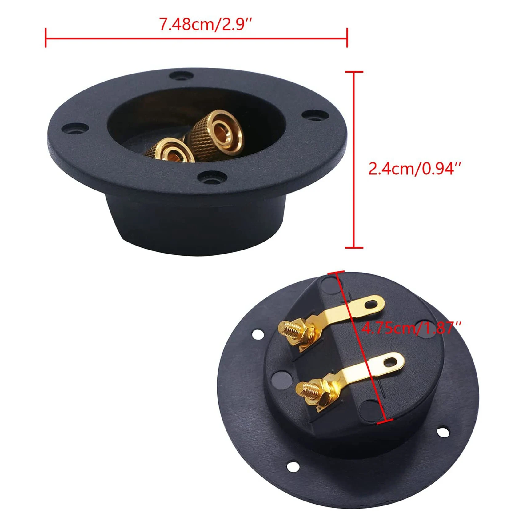 3 Pcs DIY Home Car Stereo 2-Way Speaker Box Terminal Binding Post Round Spring Cup Connectors Subwoofer Plugs (Black)