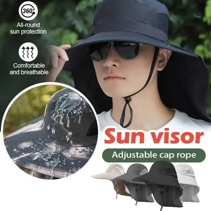 Outdoor Fisherman Hat Wide Brim Bucket Hat With Neck Hiking Cover Adjustable Outdoor Fishing Camping Travel Anti Uv Hat Cap