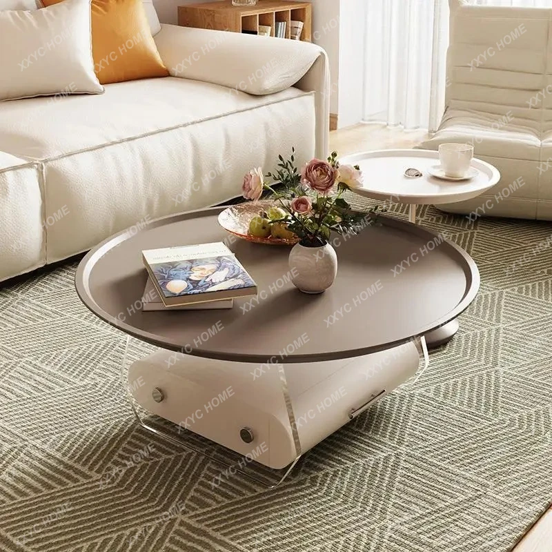 X-S Round coffee table living room small apartment modern simple creative small table retro cream style advanced HG