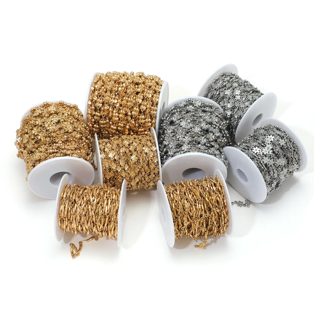 1 Meter Stainless Steel Flower Leaves Link Chains for DIY Handmade Jewelry Findings Necklaces Making Bracelets Anklets Supplies - view 4