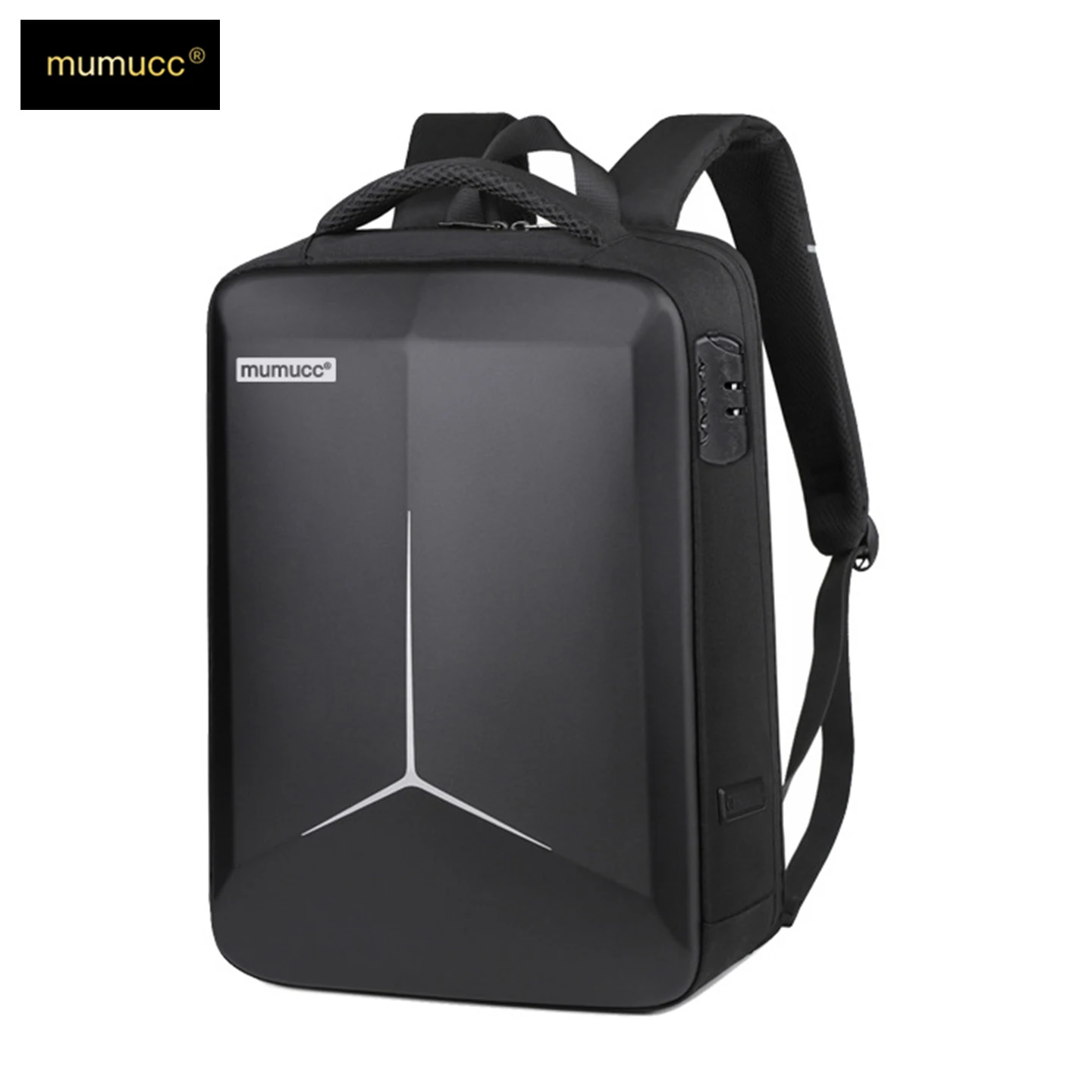 MUMUCC Hard EVA Shell Laptop Backpack Shockproof USB Type C Charging Anti Theft Password Lock Travel Backpack with Luggage Strap