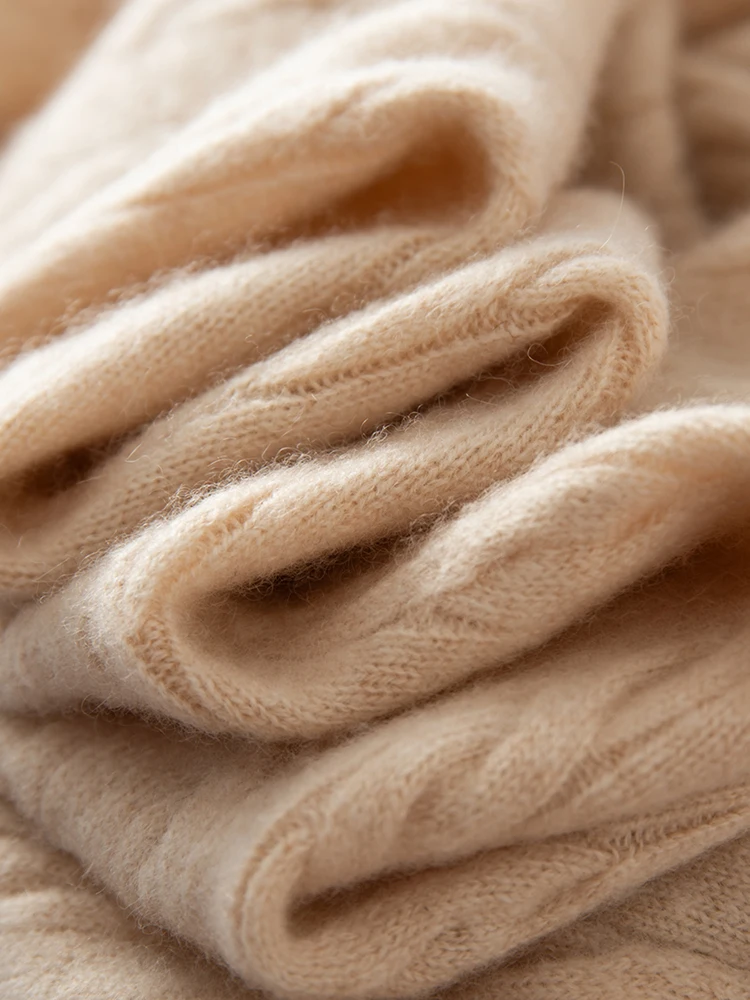 TLOML New Women's 100% Cashmere Knitted Cable Knit Bloomers Pants Autumn Winter Soft Warm Comfy Casual Trousers Cashmere Pants