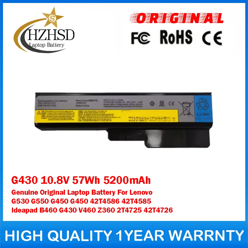 G430 10.8V 57Wh 5200mAh Genuine Original Laptop Battery For Lenovo G530 G550 G450 G450 42T4586 42T4585 Ideapad B460 G430 V460