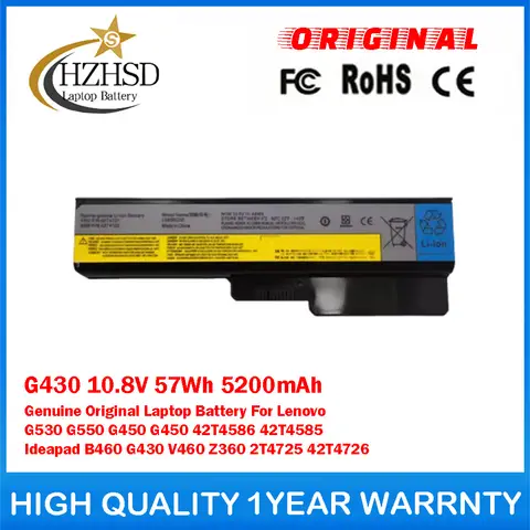 G430 10.8V 57Wh 5200mAh Genuine Original Laptop Battery For Lenovo G530 G550 G450 G450 42T4586 42T4585 Ideapad B460 G430 V460