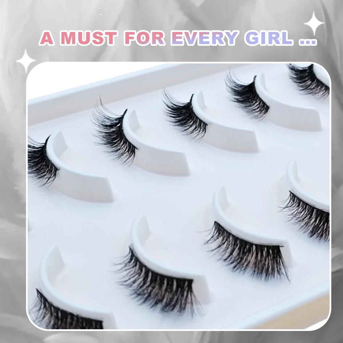10 Pairs Half Natural Cat Eye Wispy Eyelashes C Curl Short False Lashes Thinner Band 3D Volume Eyelashes Natural Look