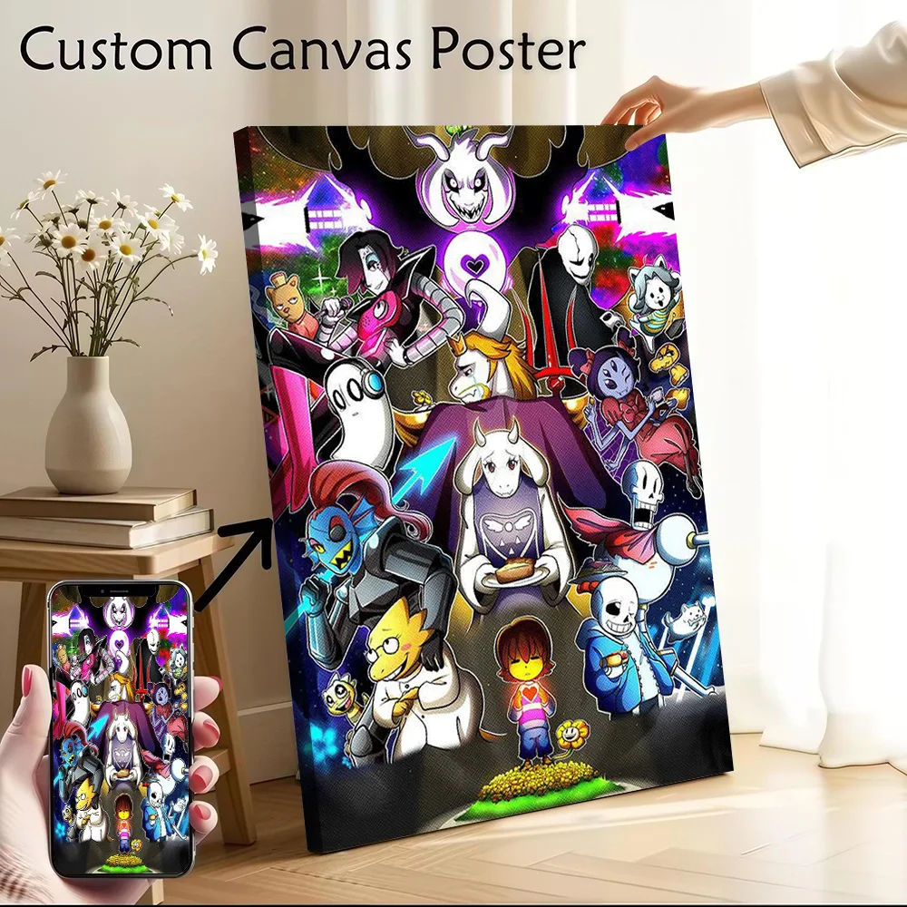 Undertale Game Gaming Printed Canvas Poster Custom Pictures Wall Art Canvas Painting for Room Decoration Aesthetic Wand Deko