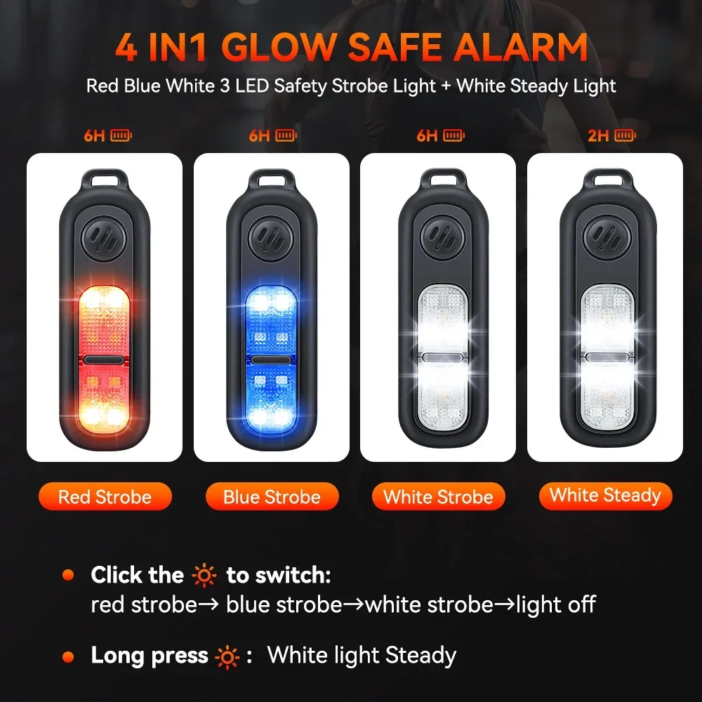 女性と子供のためのキーホルダー付きの個人的な安全アラーム130db,USB充電式,緊急保護,LEDライトアラーム ,Personal Safety Alarm with Keychain 130dB for Women Child USB Rechargeable Protection Emergency LED Light Alarm for Night Running