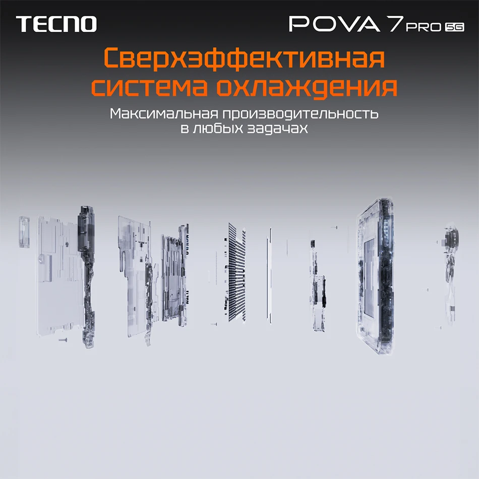 TECNO POVA 7 Pro 5G Russian Versio Smartphone RoHS (EAC) 6.78" 144Hz Display MediaTek Dimensity 7300Ultimate 64MP Camera 6000mAh