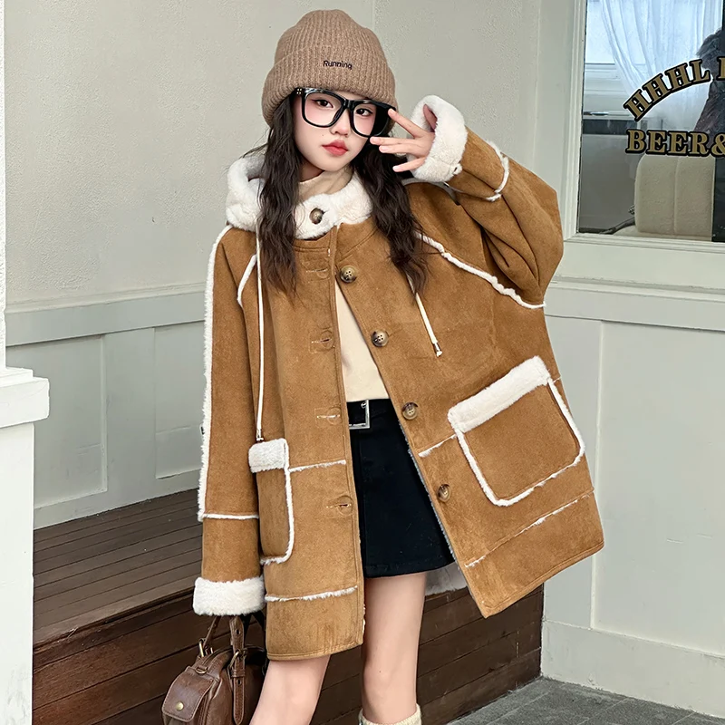 Girls Wool Coat Children 2024 New Autumn Winter Fashion Simple Casual Warm Coat 5-16 Years Old Kids Clothes Korean Simple Style