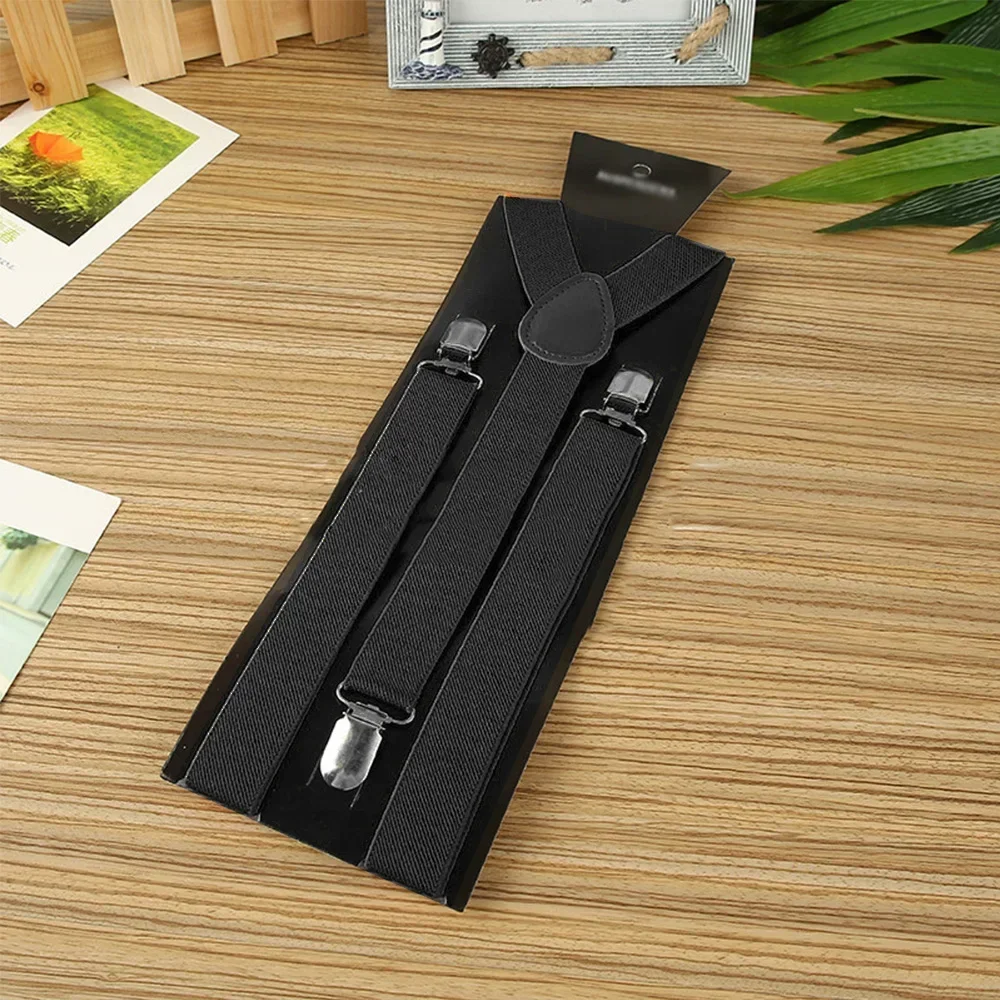 New Women Men Elastic Adjustable Suspenders Black Braces Y-Back Clip-On Adult Shoulder Strap Solid Casual Female Suspender Pants