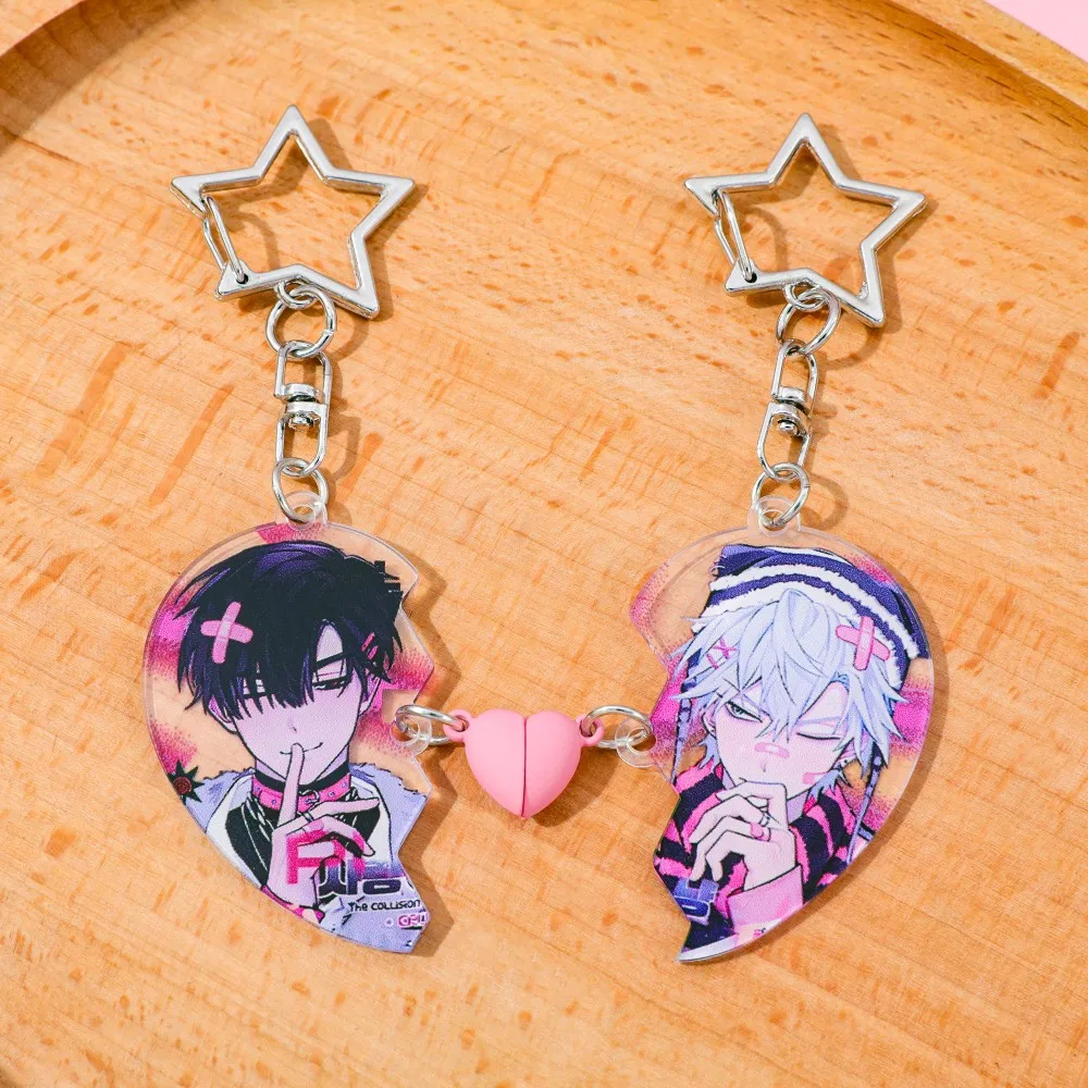 Alien Stage Keychain 2PCS Set, BFF Magnetic Keychain for Backpack, Cute Acrylic Couple Keyring, Fan Merch Gift for Boys Girls