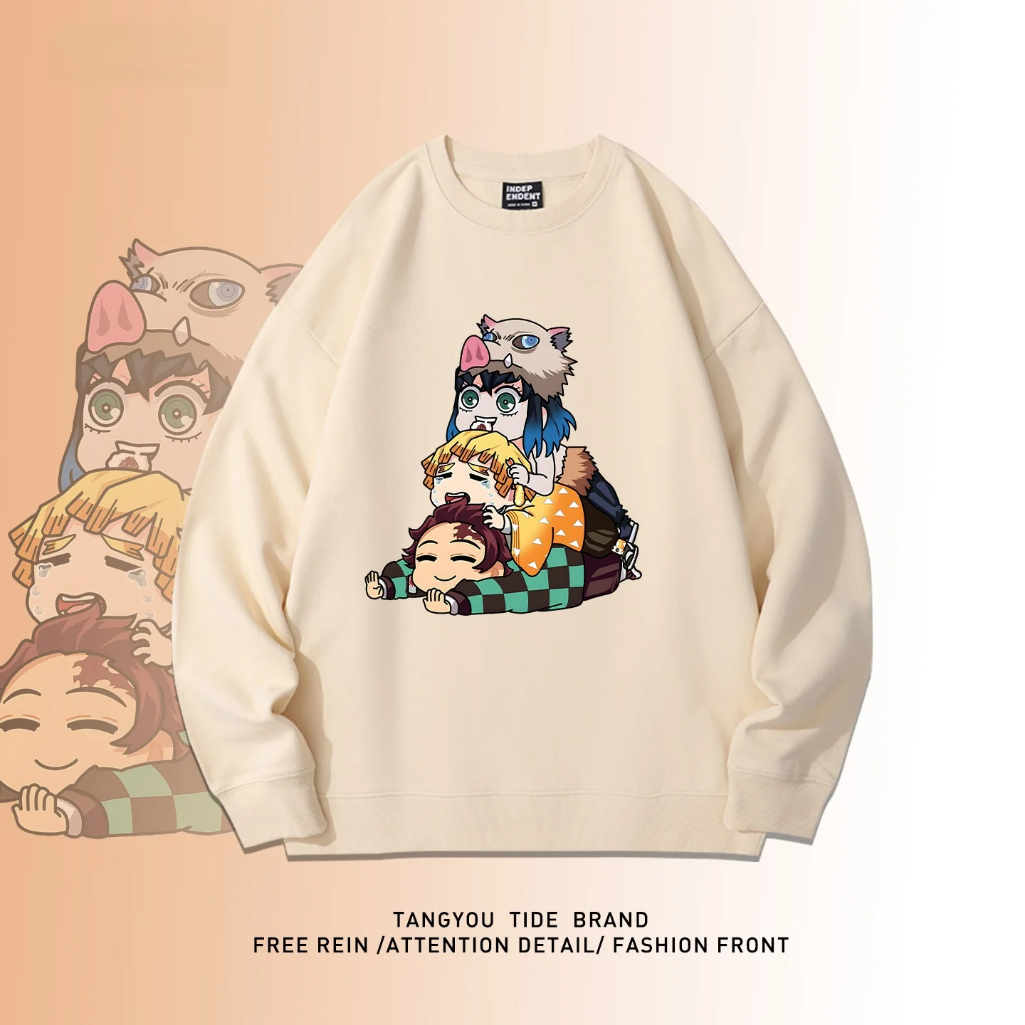 

Ghost Slayer Chara Hoodie ex Autumn Winter Warm Cotton Long Sve round Ne Cartoon Print Streetwear Faionable Sweats...