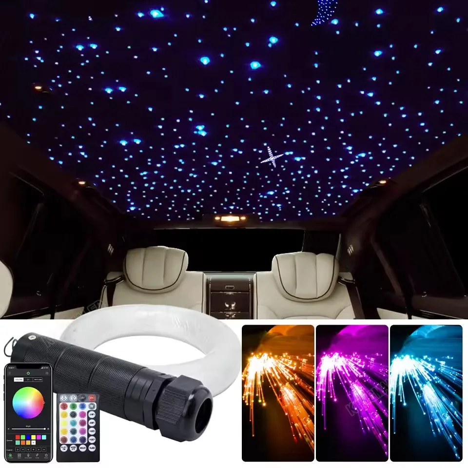 DC12V 6W RGBW Star Optical Fiber Intelligent APP Controller Automotive Star Dome Light 500pcs For Automotive Roof Star Optical