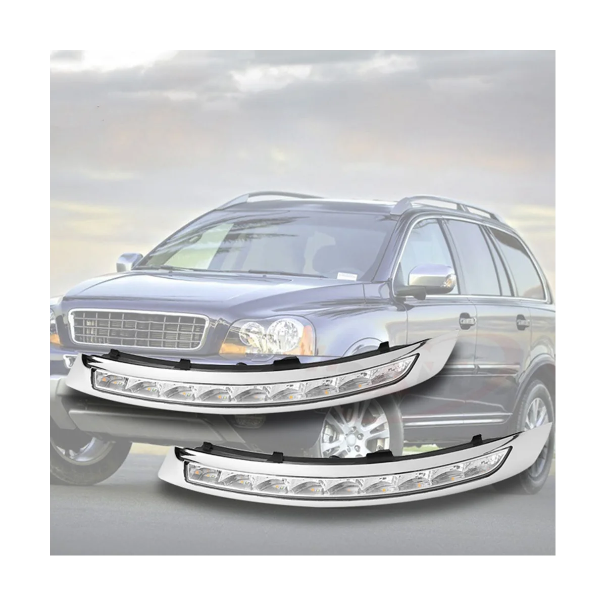 أدى DRL إشارة انعطاف ضوء تشغيل نهاري ، مصباح ضباب ، يصلح لفولفو XC90-بليو ، 1 زوج