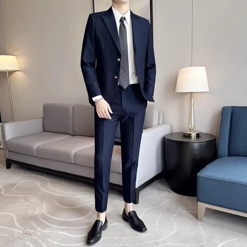 A281White suit men's suit slim fit host casual small suit jacket groom's wedding dress