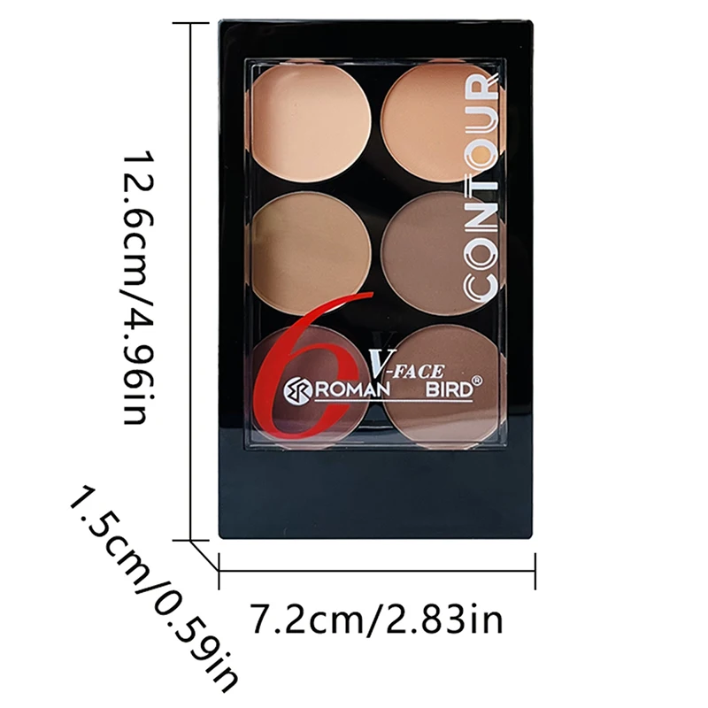 6 Colors Highlight Contouring Powder Palette Face Shadow Contouring Powder Makeup Palette With Brush Face Bronzer Color Correcti