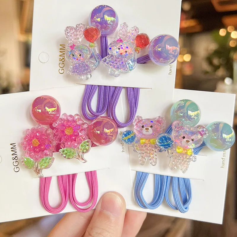 Korea Cute Swan Hair Rubber Bands For Kids Elastic Flower Hair Tie Baby small Bow Hair Rope Girl Hairties Toddler Accessories