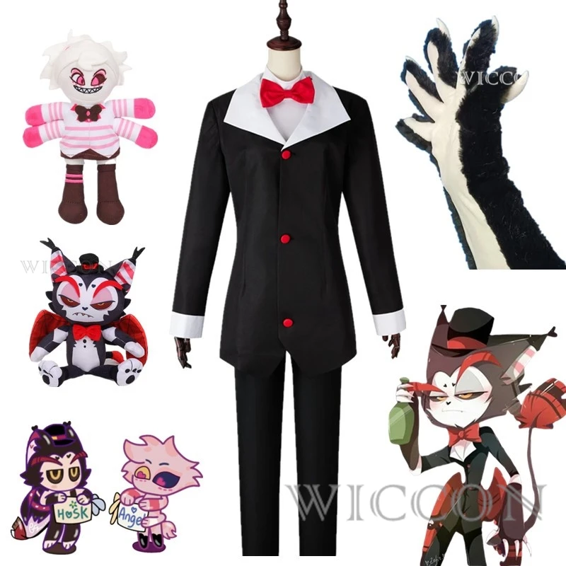 

Husk Cosplay Costume Uniform Hazbin Cosplay Hotel Husk Cosplay Costume Male Black Jacket Pants Halloween Party Outfits Bow-Tie