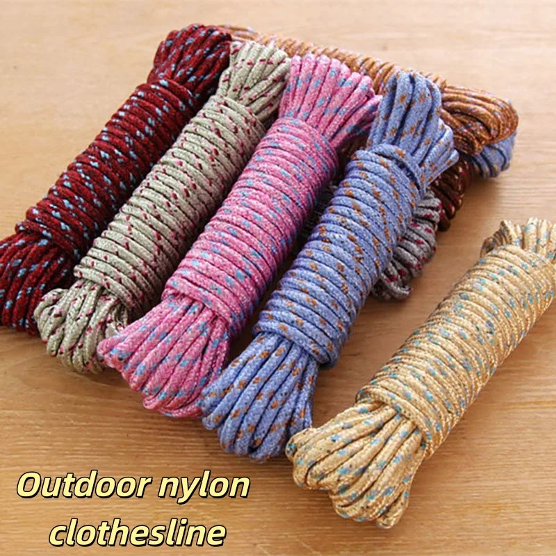 Multifunctional Nylon Clothesline Rope Windproof Anti Slip Outdoor Laundry Drying Cord Portable Home Travel Clothes Hanging Line