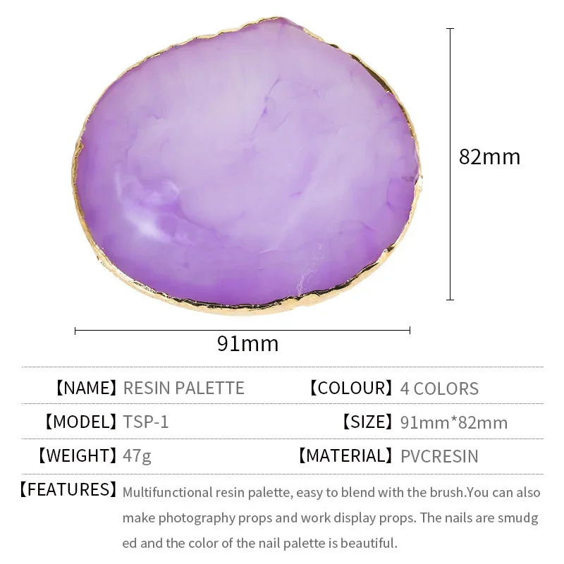 Ferramenta de manicure de paleta de exibição de arte de unha de pedra de resina natural de 4 cores