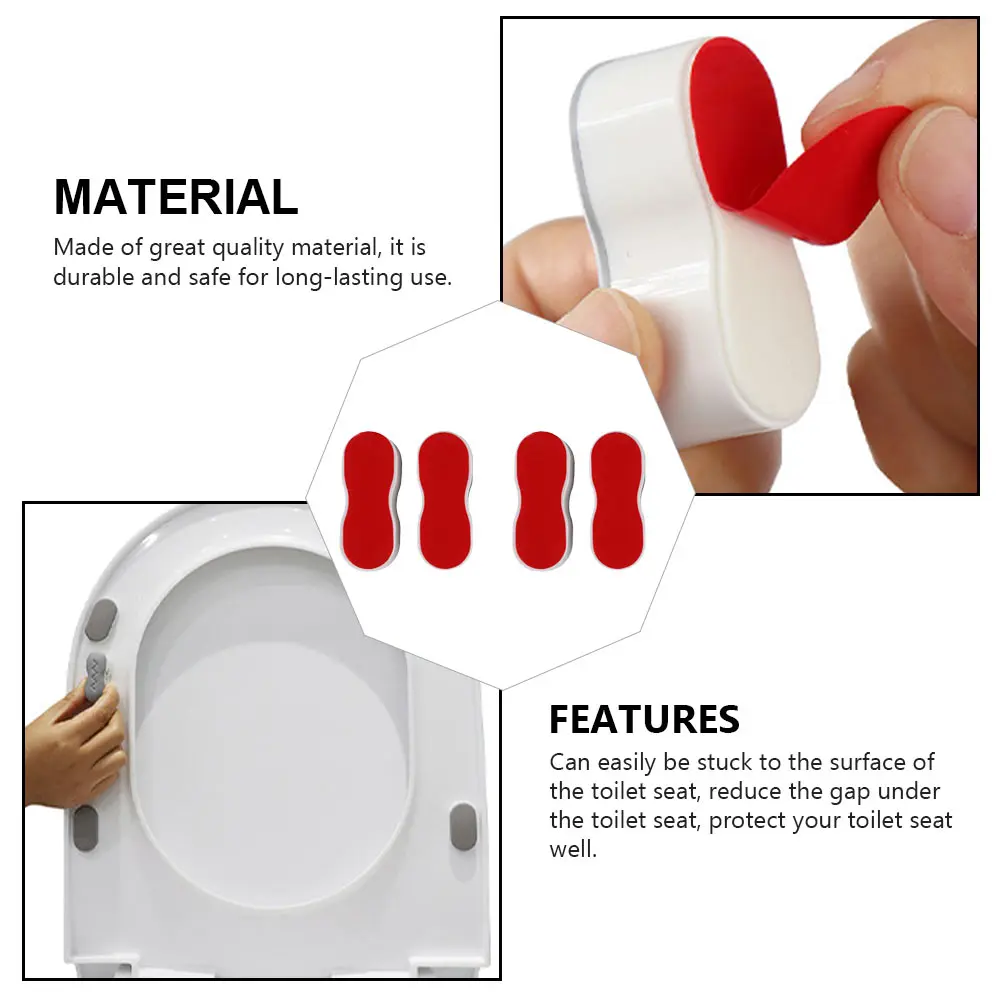 

4 Pcs Toilet Seat Gasket ABS Material Safe Lasting Simple Design Practical Self Adhesive Antislip Cushioning