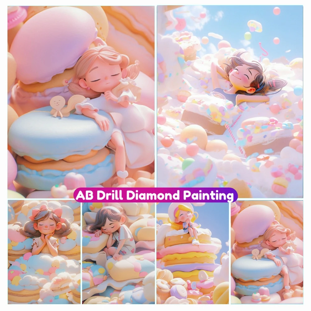 

Girl on the Cloud Pink Dream AB Diamond Painting DIY Full Square Round Mosaic Embroidery Cross Stitch Kit Home Decor Kids Gift