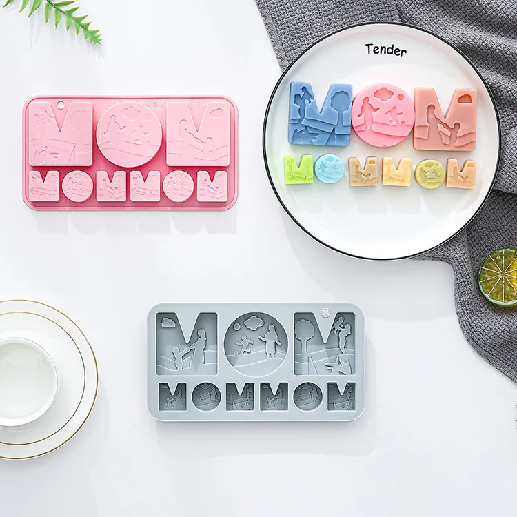 

9-hole Mother's Day Theme Silicone Mold Mom and Kid Fondant Candy Chocolate Mould Handmade Soap Resin Mold Cake Decoration