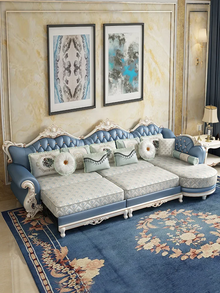 European-style sofa bed luxury living room multifunctional American-style corner fabric with imperial concubine