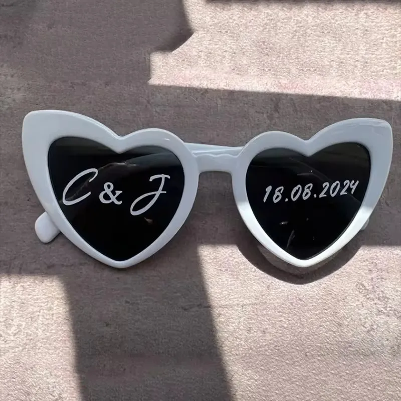 Personalised Text Wedding White Sunglasses Christmas Date Initials Party favors Birthday Holiday DIY Decorations Sunglasses