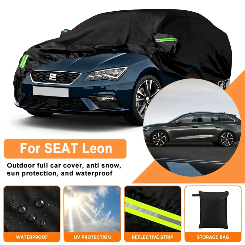 Waterproof Car Cover For SEAT Leon 1P 5F KL1 Outdoor Full Car Cover Wind Sun UV Dust Rain Snow All Weather Protection