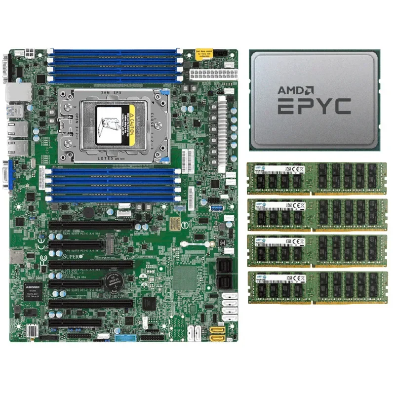 Amd epyc 7551p cpu 32nul cleos processador + scheda madre servidor supermicro H11SSL-i + 4x32gb 2133p ram