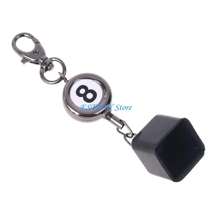 G6DE Portable Retractable Billiards Snooker Pool Cue Chalk Holder Drawing Keys Chain Keyrings with Number 8 Practical Tool