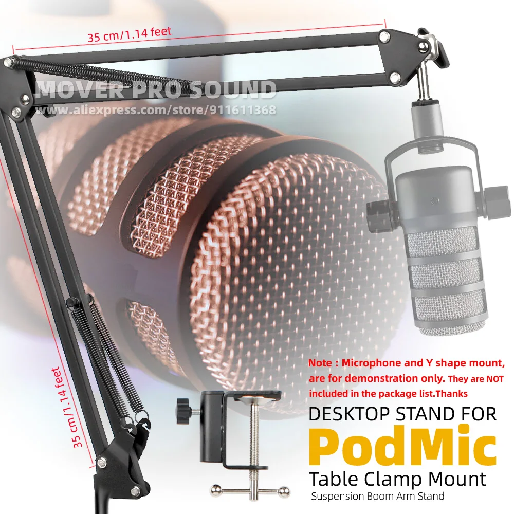 

For RODE PodMic Pod Mic Microphone Stand Table Desk Hang Tabletop Mount Holder Desktop Suspension Scissor Boom Arm Mic Bracket