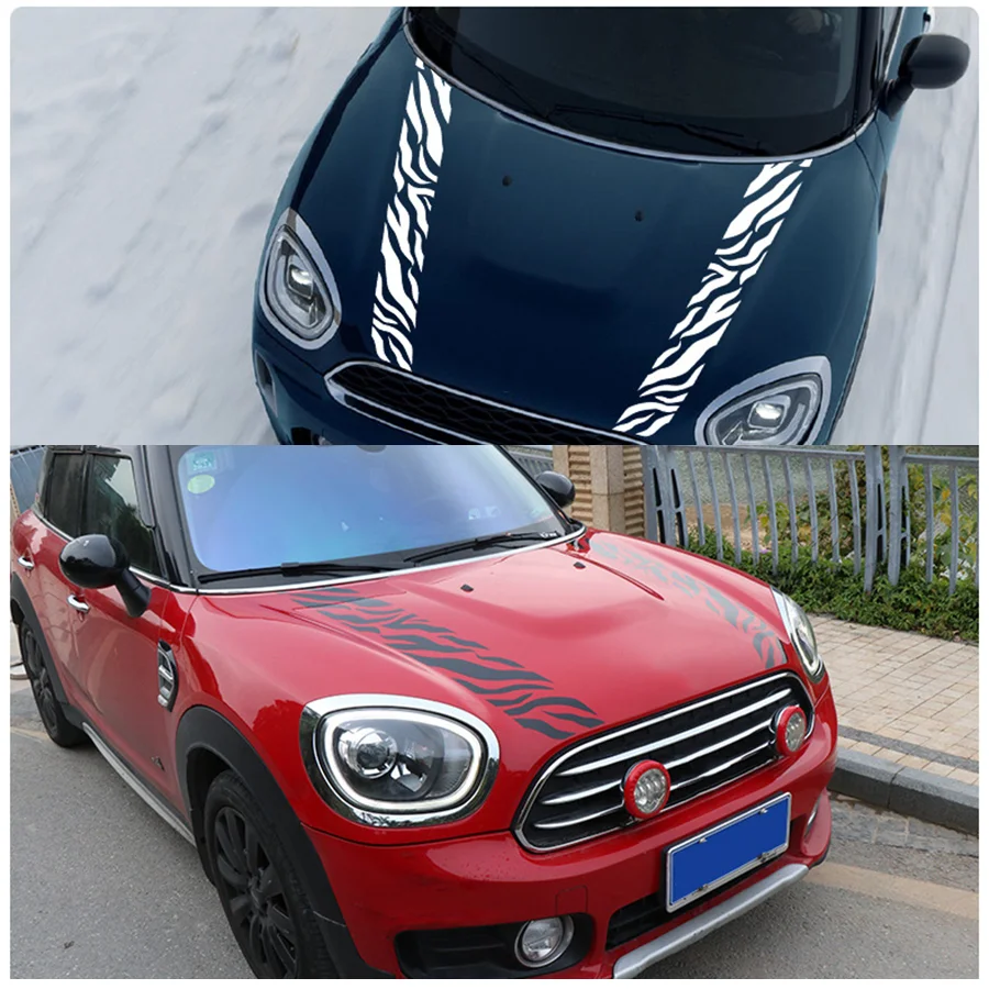 Wooeight Black /White Vinyl Car Engine Hood Bonnet Stripes Rear Hood Sticker Decals Cover For MINI Countryman F60 Accessories