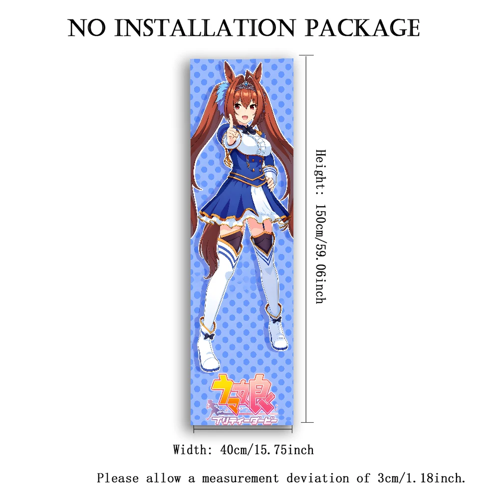 Uma Musume Pretty Derby Daiwa Scarlet Tapestry, Blue Polka Dot Horse Girl Anime Long Vertical Wall Hanging Otaku Bedroom Decor