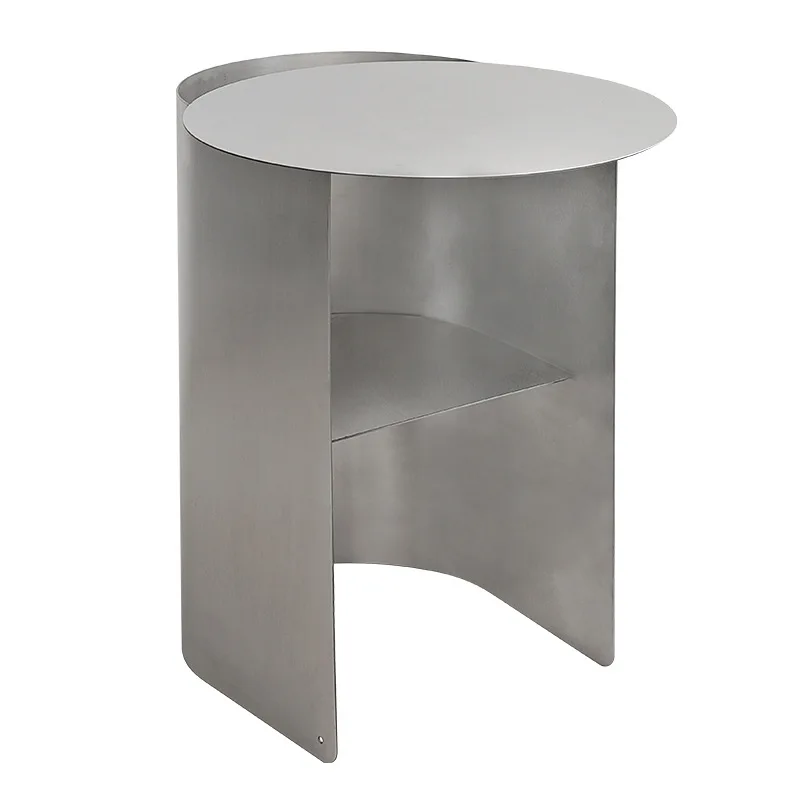 

Modern simple balcony stainless steel side table small apartment mini coffee table Nordic ins rack bedside table