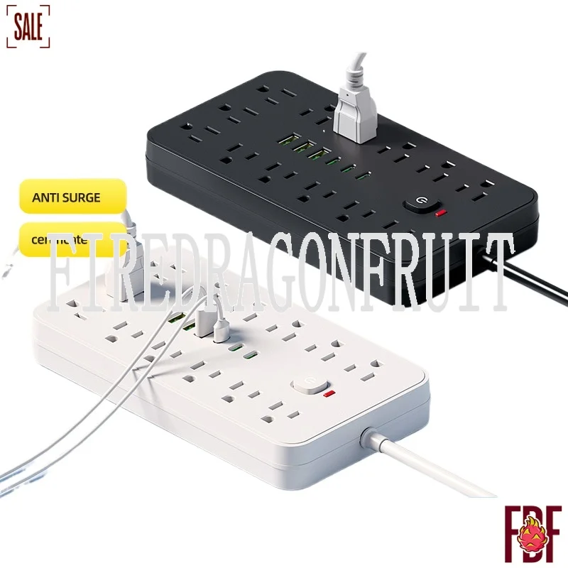 

UL Certified 19 in 1 US Mexico Power Strip with 3 USB C Ports 13 Outlets Extension Cord for Cross Border