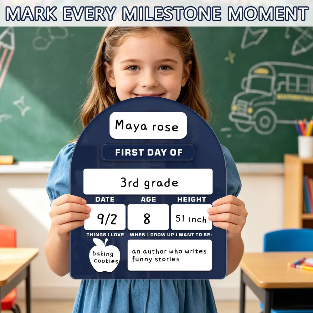 School Year Sign with Interchangeable FIRST DAY OF and LAST DAY OF Inserts for Consistent for milestone Photography Setup