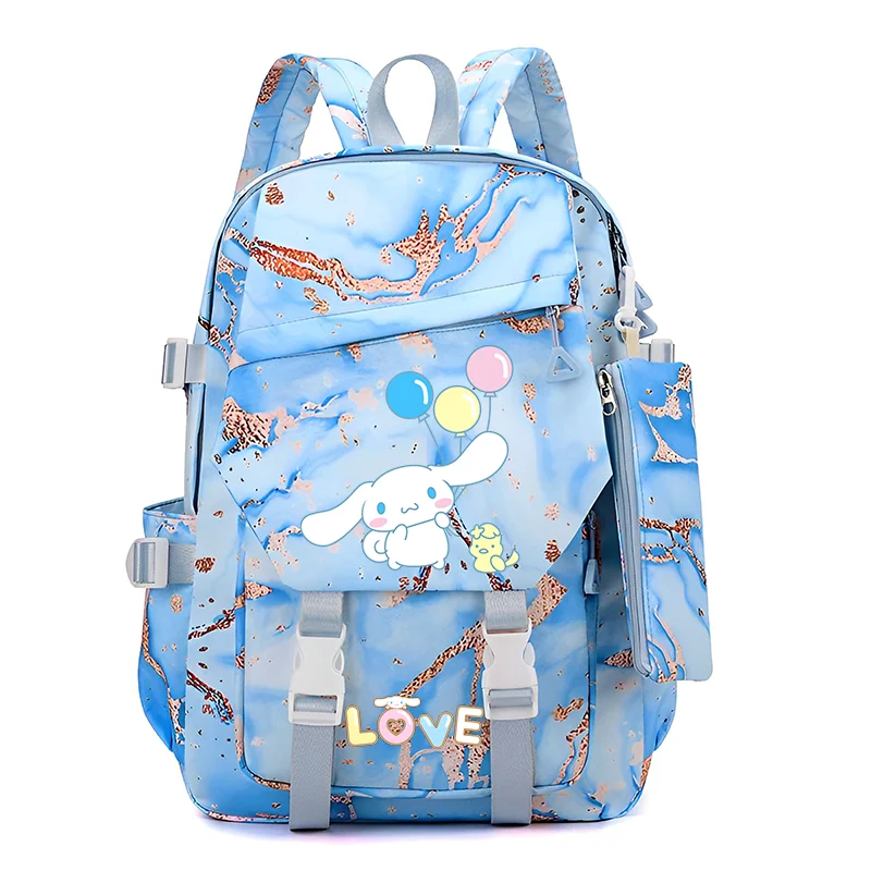 2Pcs Cinnamoroll Waterproof Backpack Boys Girls Bookbag Bag Teenager Knapsack Schoolbag Rucksack Mochila Pen Bags Sets