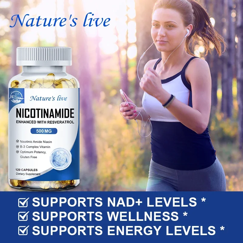 NATURE\'S LIVE Nicotinamide Resveratrol 500MG, Anti-aging NAD Supplement 120/240/480 Capsules