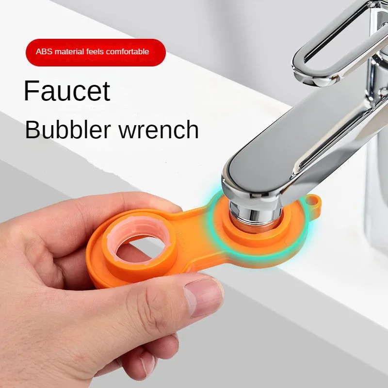 1Pc Water Outlet Universal Wrench Faucet Bubbler Wrench Disassembly Cleaning Tool Four Sides Available Bubbler Yellow Wrench