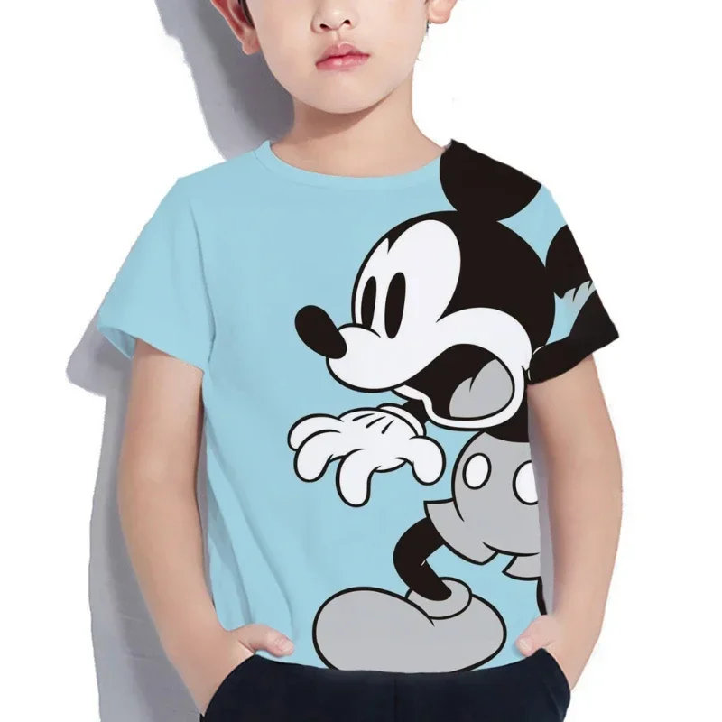 2024 lato Disney Mickey Mouse t t-shirt 3d moda dziecięca t-shirt dla dzieci ubrania w stylu streetwear krótki rękaw t-shirt dla dzieci